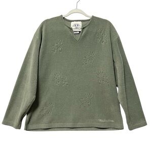 Arctic Image Fleece Pullover Sweatshirt Size XL Olive Green Moose Granola Girl